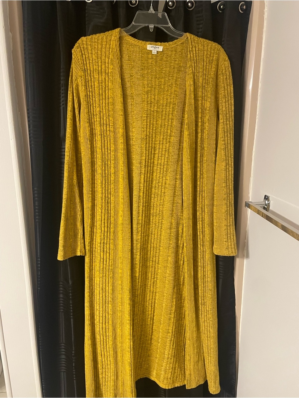 Umgee Women's Mustard Ribbed Open-Front Dress Duster